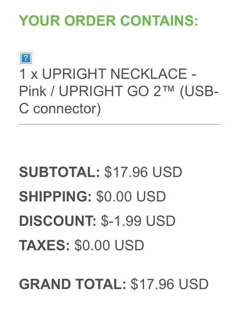 Upright GO 2 with Pink Necklace Posture Device - Picture 9 of 10